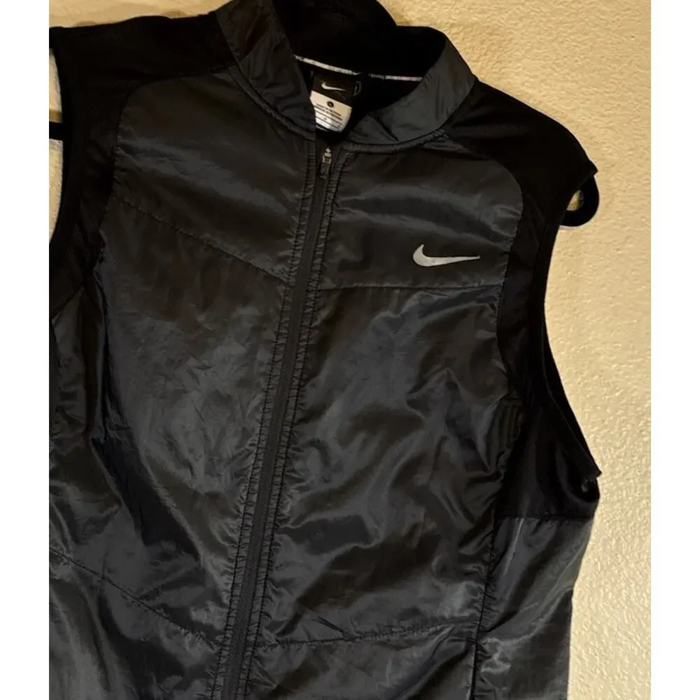 Nike Womens Size Large Black Running Vest Reflective Full-Zip